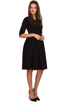 Sukienka rozkloszowana midi dopasowana góra rękaw 3/4 XL, XXL czarna K010
