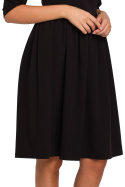 Sukienka rozkloszowana midi dopasowana góra rękaw 3/4 XL, XXL czarna K010