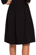 Sukienka rozkloszowana midi dopasowana góra rękaw 3/4 XL, XXL czarna K010