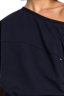 Bluza damska luźna oversize krótki kimonowy rękaw XXL/XXL granatowa B079