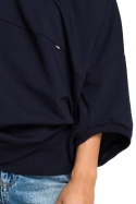 Bluza damska luźna oversize krótki kimonowy rękaw XXL/XXL granatowa B079