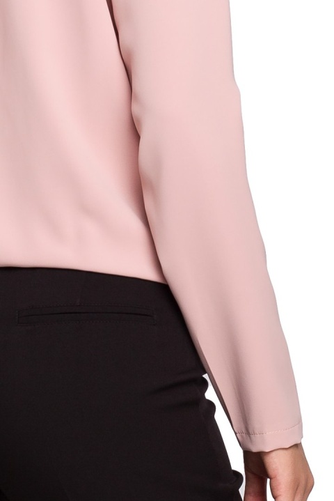 Bluzka damska kopertowa z długim rękawem dekolt V S pudrowa K037